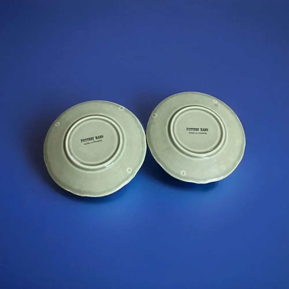 2 Green Pottery Barn Plates‎